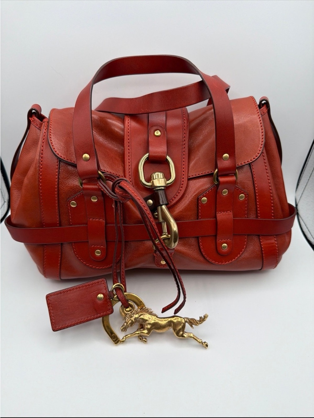 Chloé Kerala Red Leather Satchel with Gold Hardware
